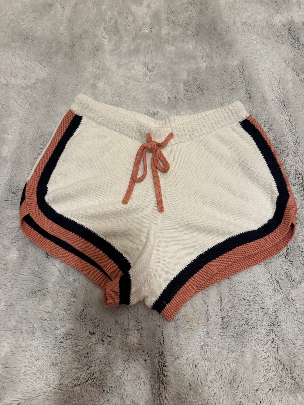 The Upside Cream Knit Athletic Shorts with Rust & Black Trim